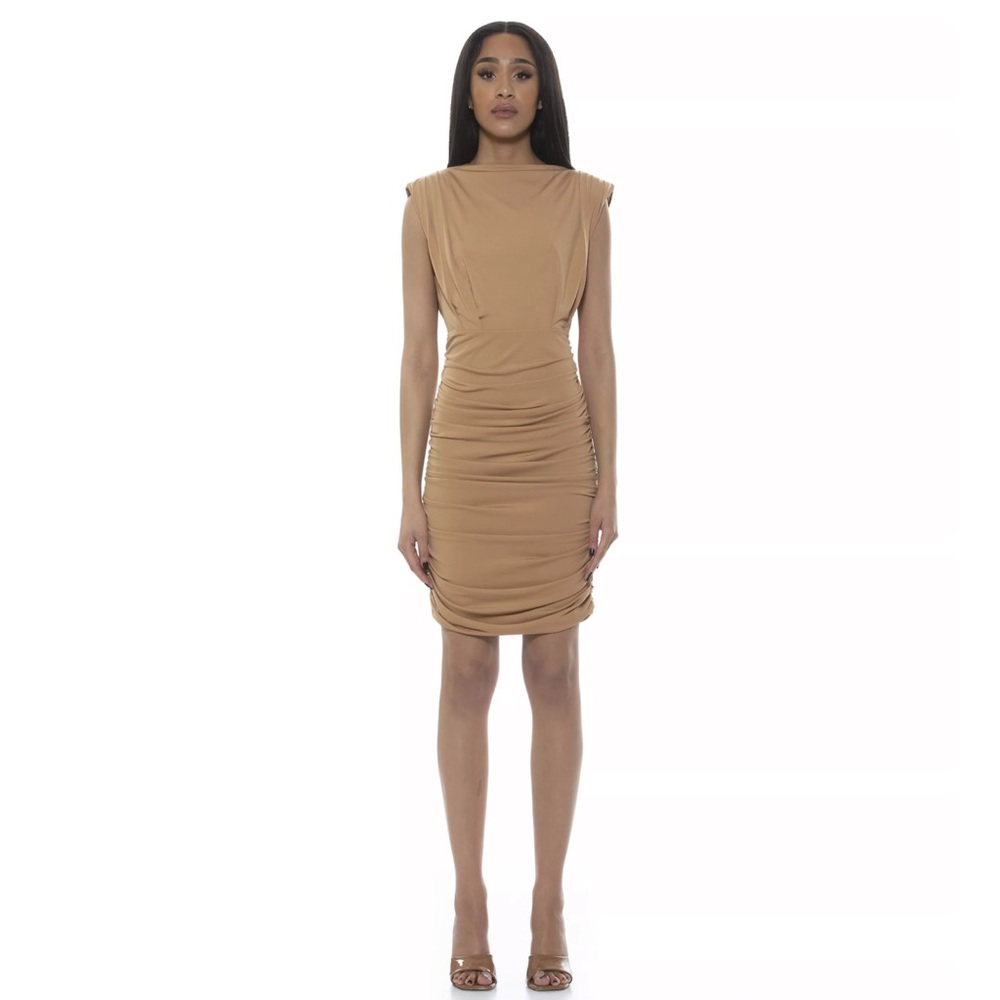 Tan Ruched Dress